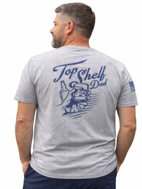 Shield Republic Top Shelf Dad Graphic Tee XXL Gray Whiskey Bourbon Tshirt S XXL